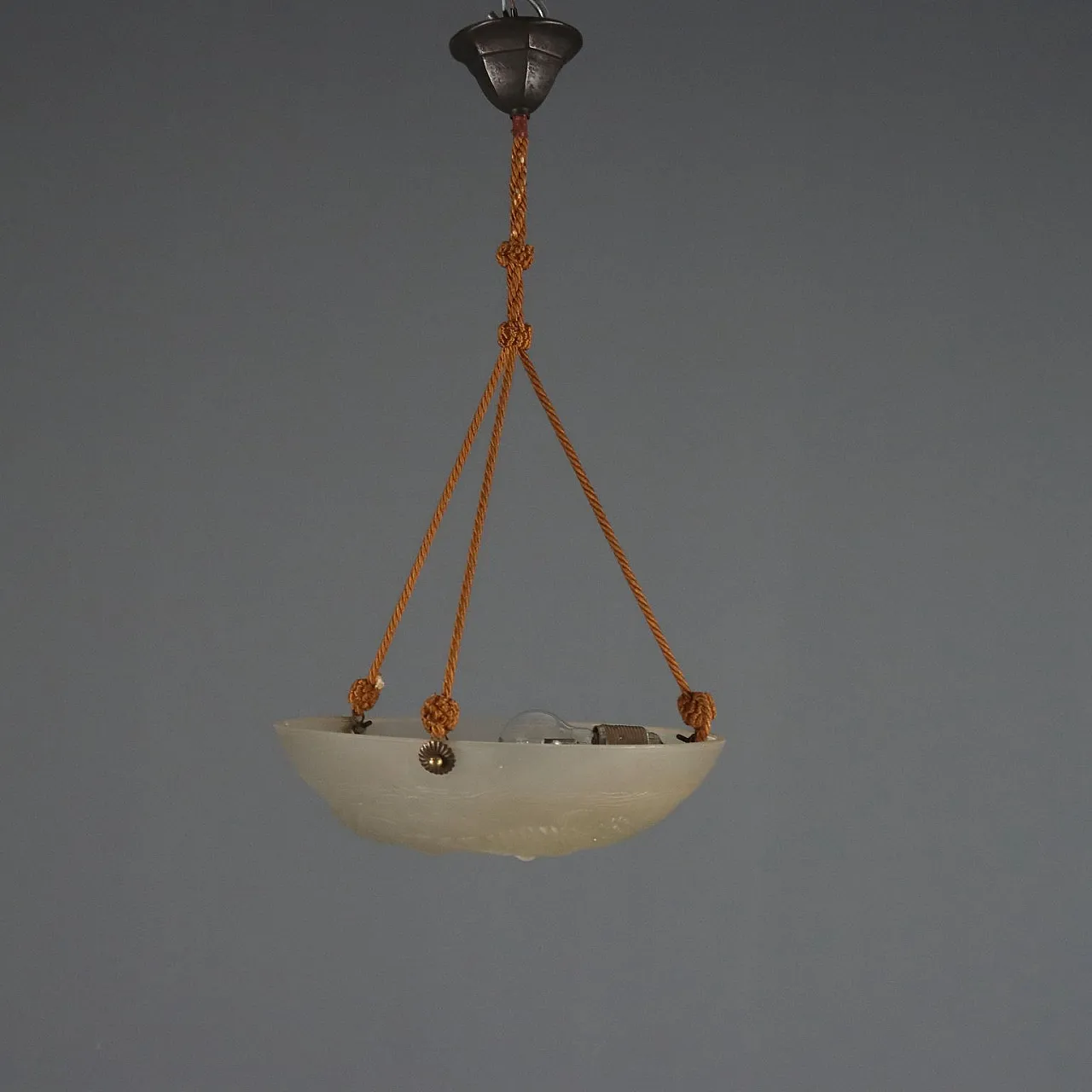 Lampadario in vetro Artistar France con volatili, '900 5