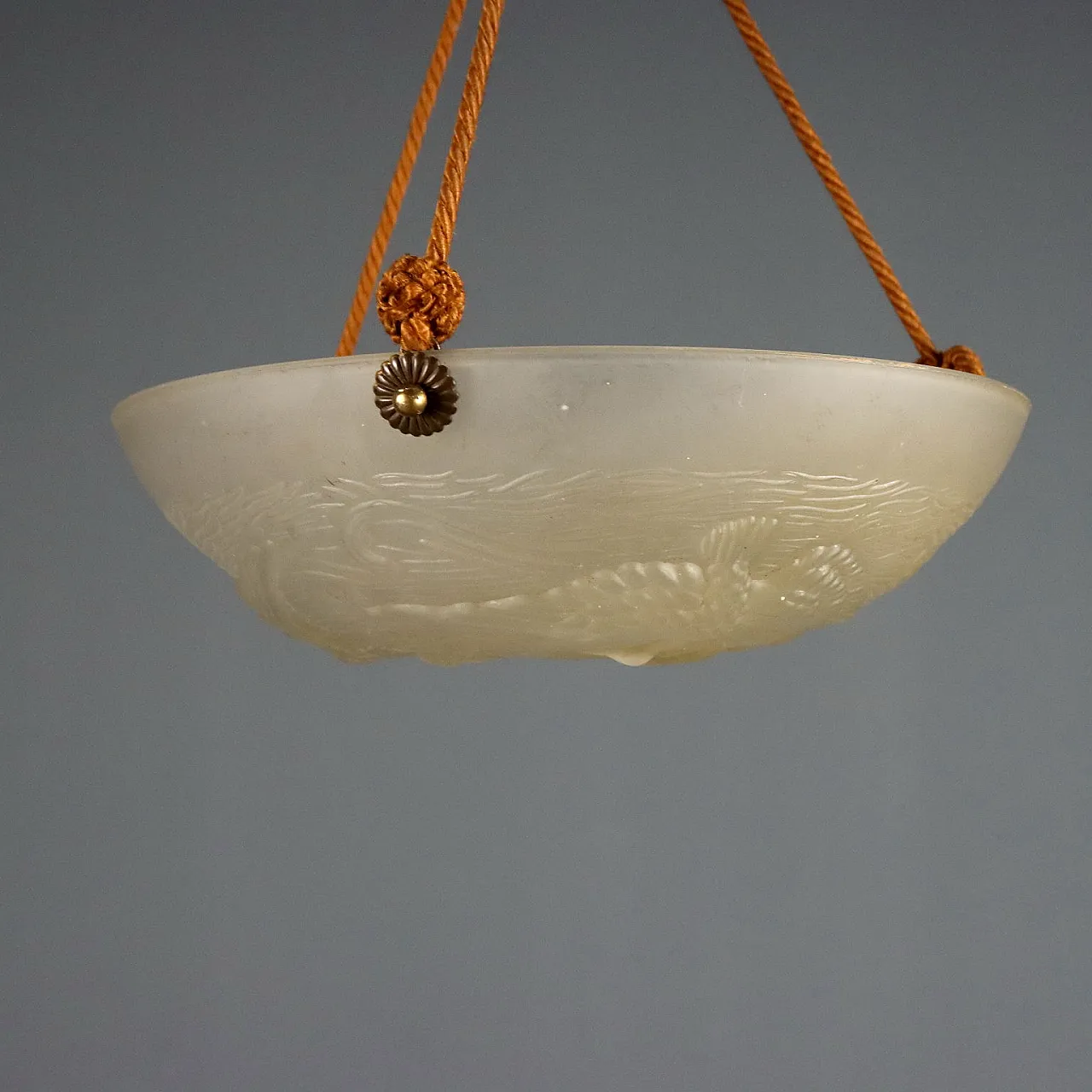 Lampadario in vetro Artistar France con volatili, '900 6