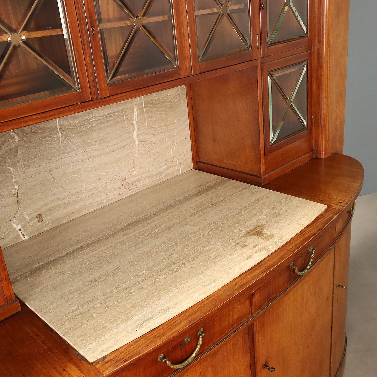 Credenza in mogano con marmo e intarsi in acero, '900 8