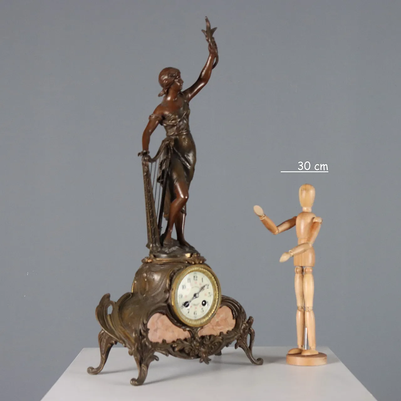 Free standing clock in antimony and marble, 20th century 2