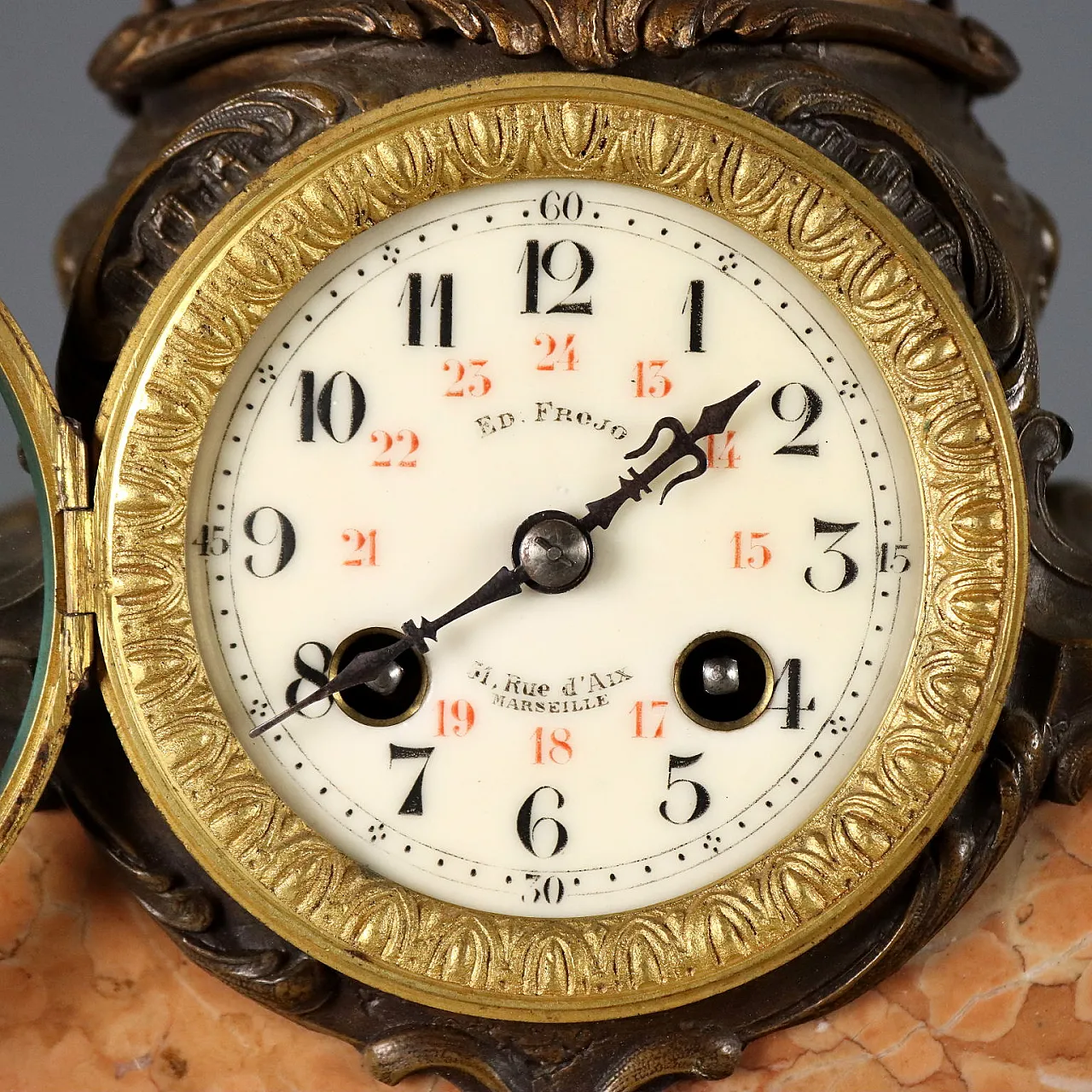 Free standing clock in antimony and marble, 20th century 4