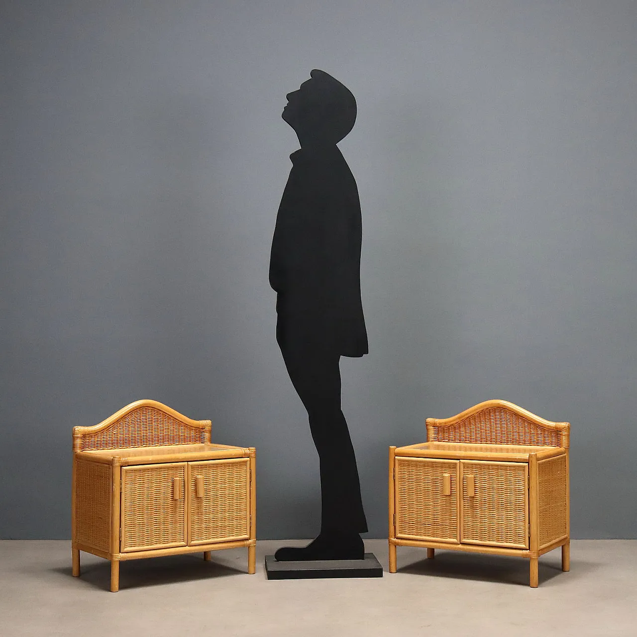 Bedside tables in woven wicker, 1980s 2
