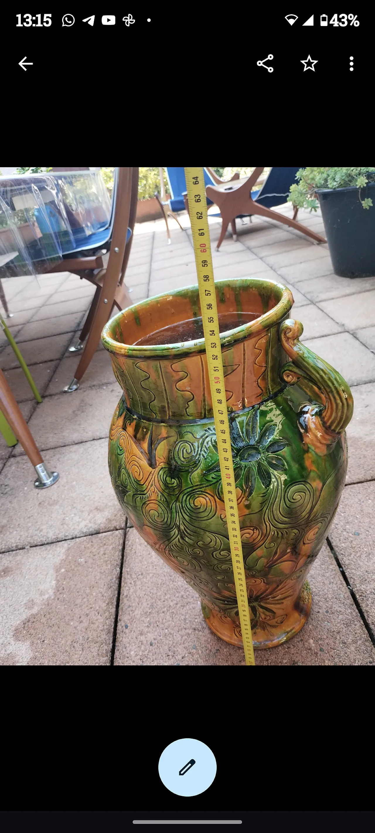Vaso Capasella d'autore  in ceramica di Cosimo Vestita, anni '70 3