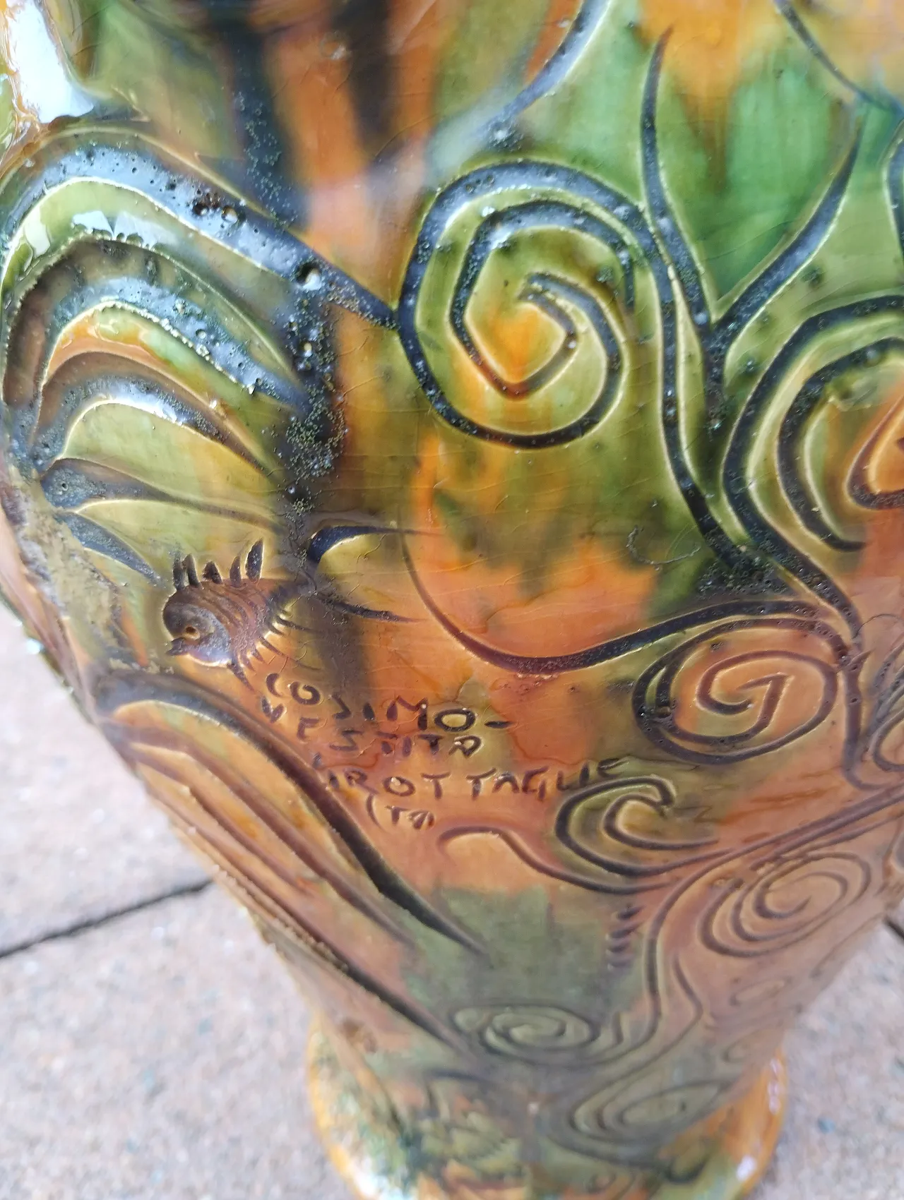 Vaso Capasella d'autore  in ceramica di Cosimo Vestita, anni '70 10