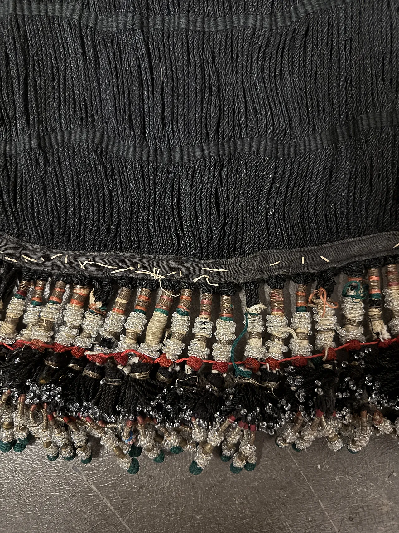Uzbekistan hair tassel, with beads,  30s 2