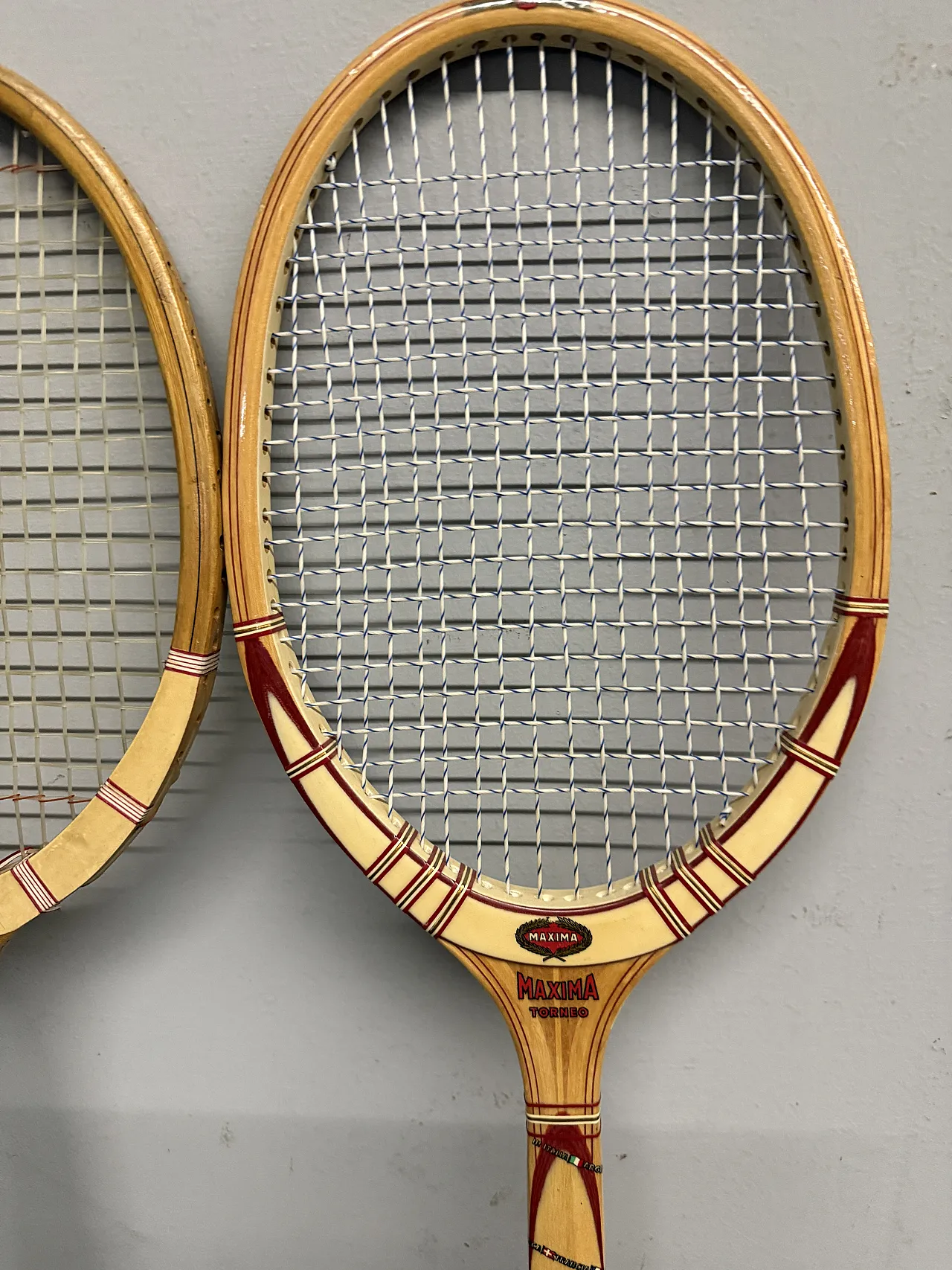 Pair of Maxima Alba tennis rackets, 60s 3