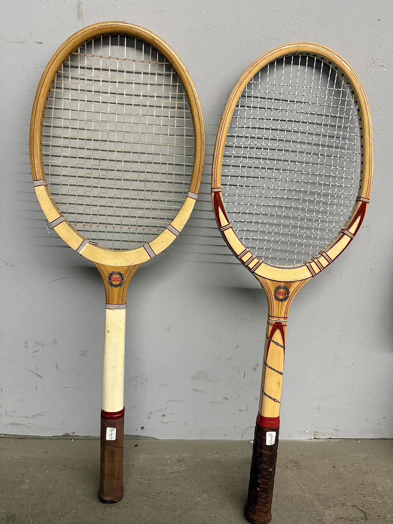 Pair of Maxima Alba tennis rackets, 60s 8
