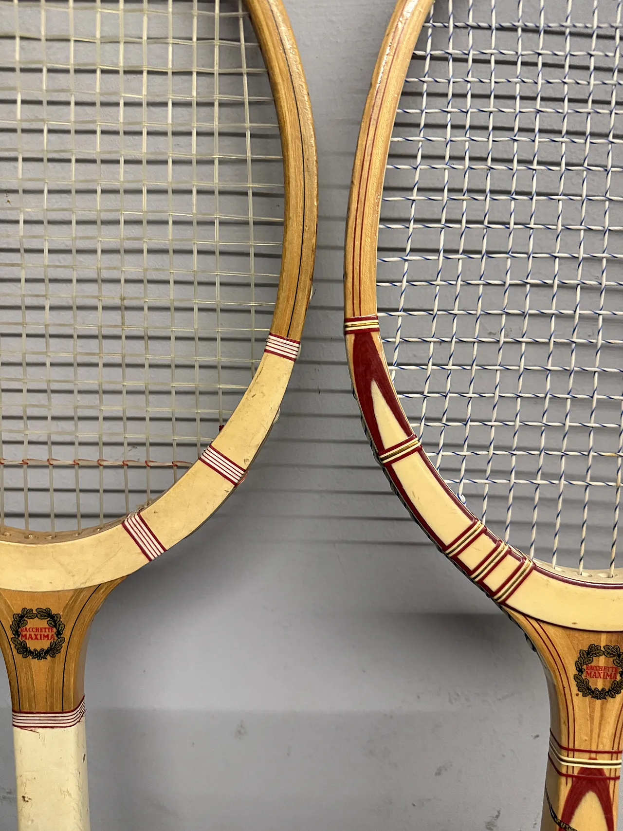 Pair of Maxima Alba tennis rackets, 60s 9