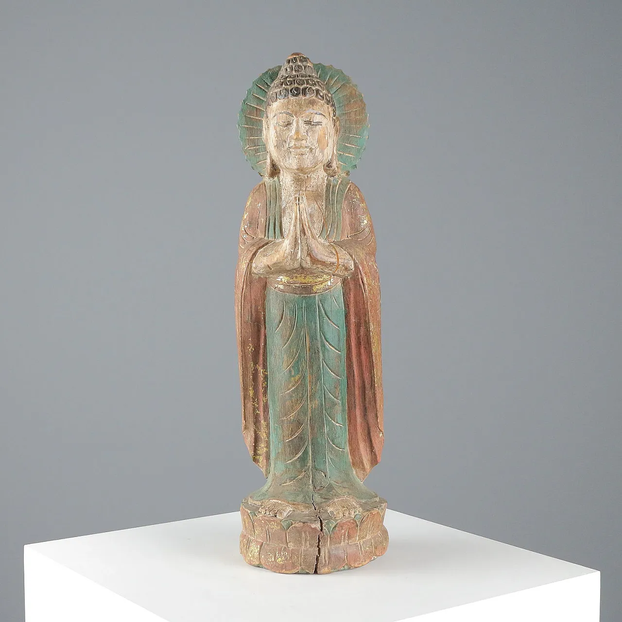 Scultura di Buddha in legno scolpito, '900 1