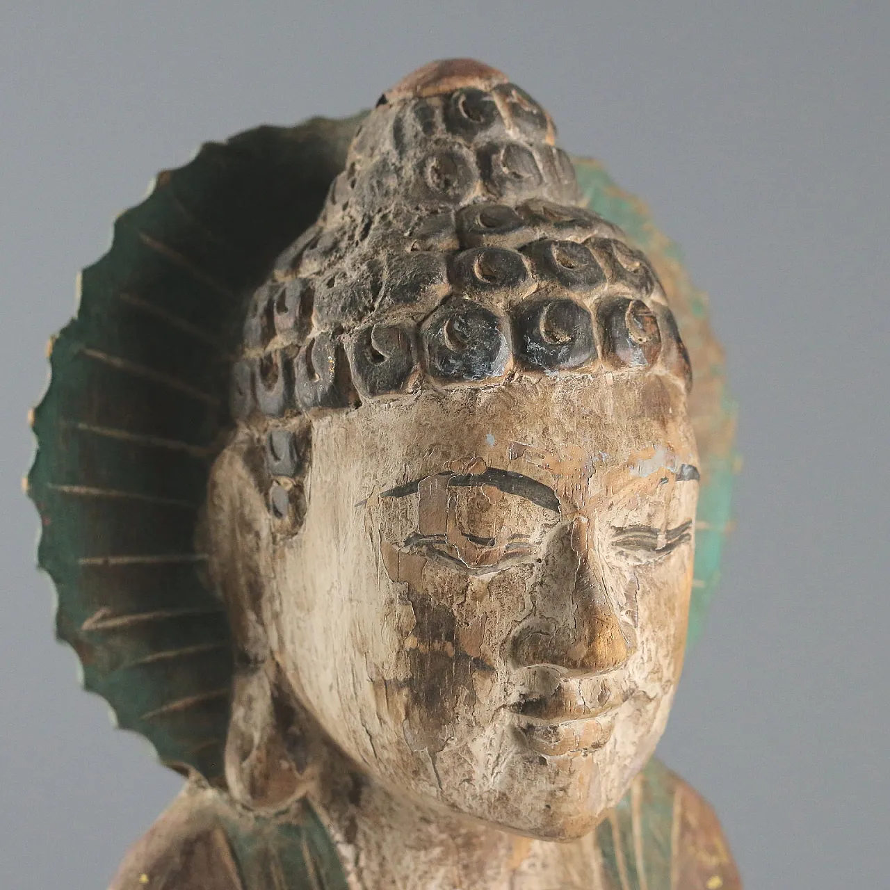 Scultura di Buddha in legno scolpito, '900 4