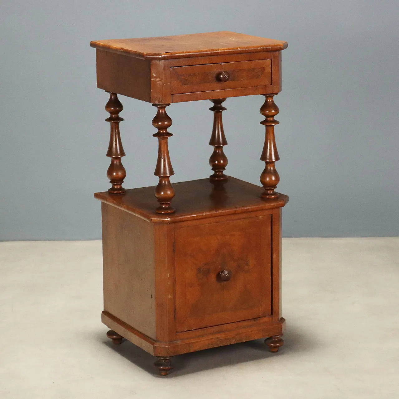 Louis Philippe bedside table in walnut, late 19th century 1