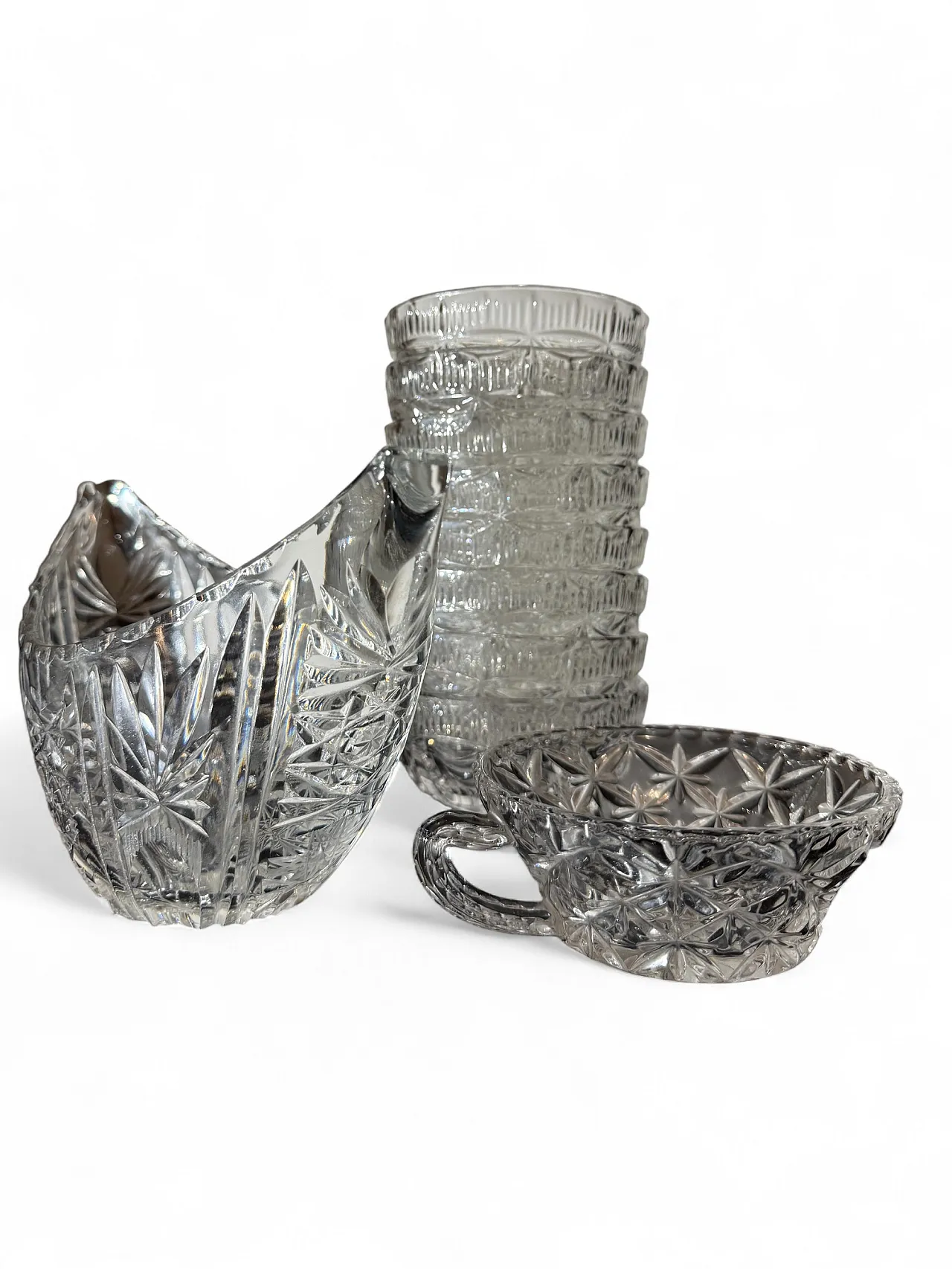 Gravy boat, 8 cups, 1 crystal bowl, 70s 2