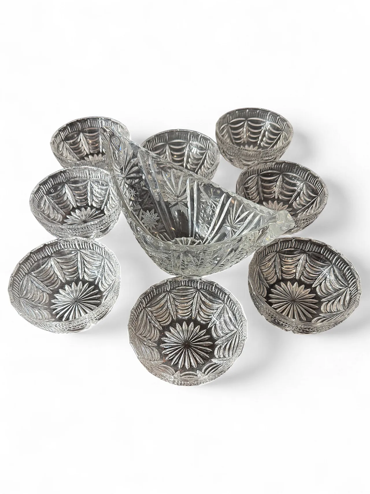 Gravy boat, 8 cups, 1 crystal bowl, 70s 3