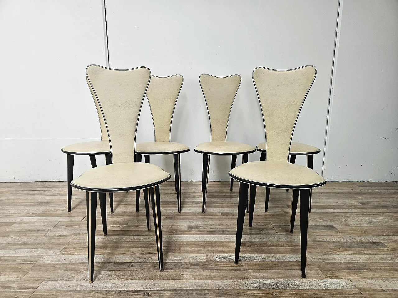 6 dining chairs by Umberto Mascagni, 50s 1