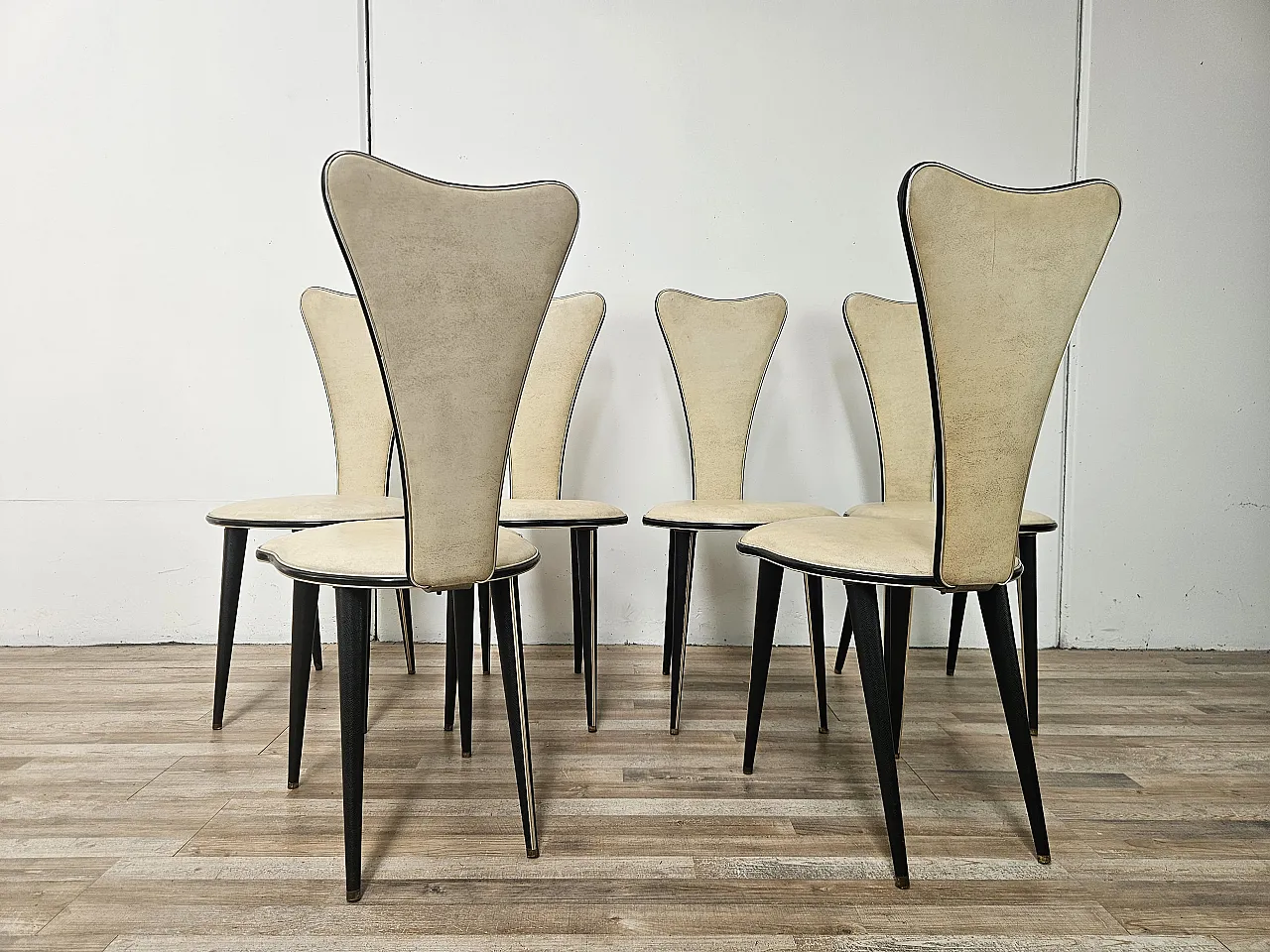 6 dining chairs by Umberto Mascagni, 50s 3