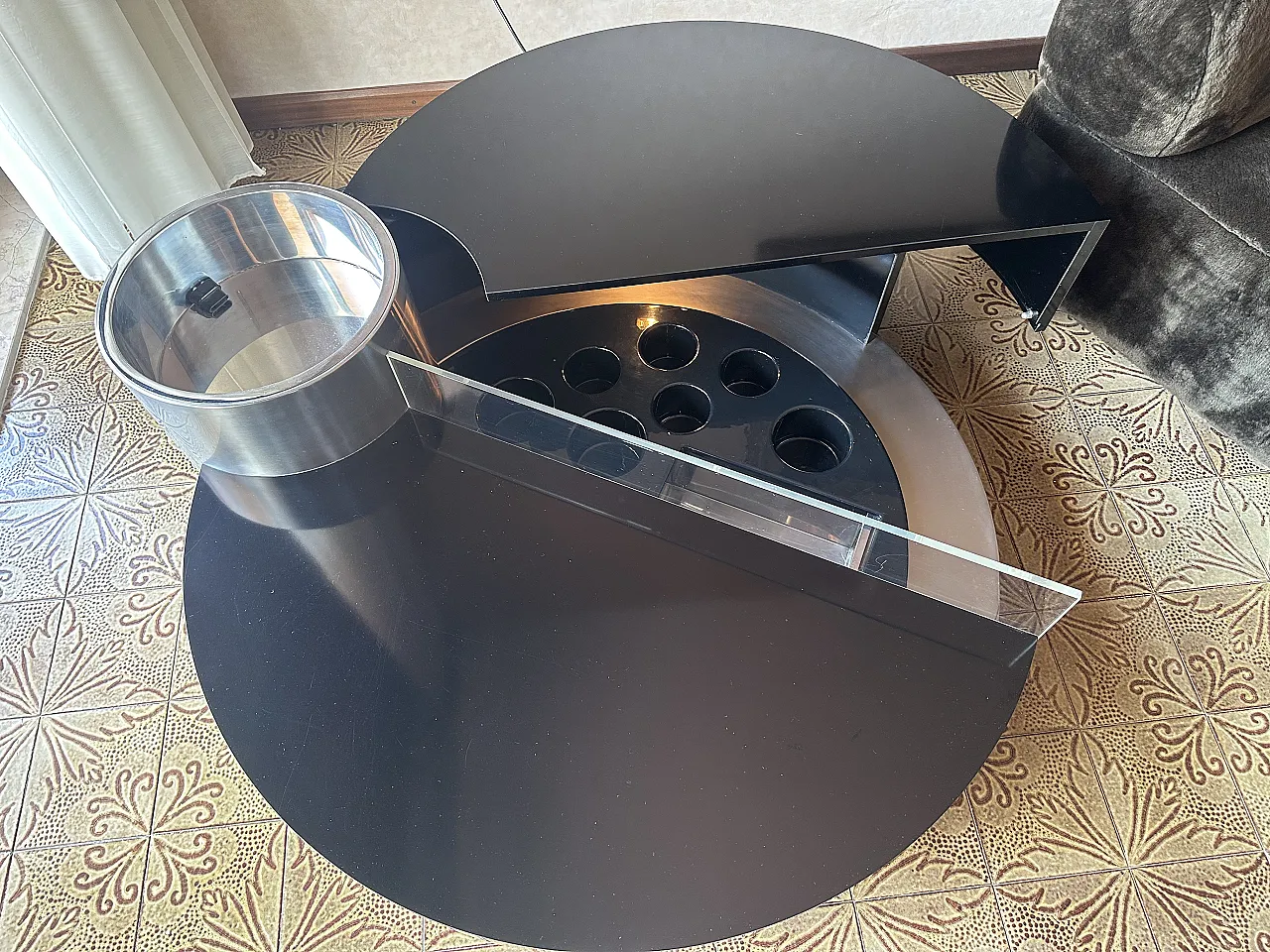 Circular coffee table bar by Massimo Papiri for Mario Sabot, 1970s 5