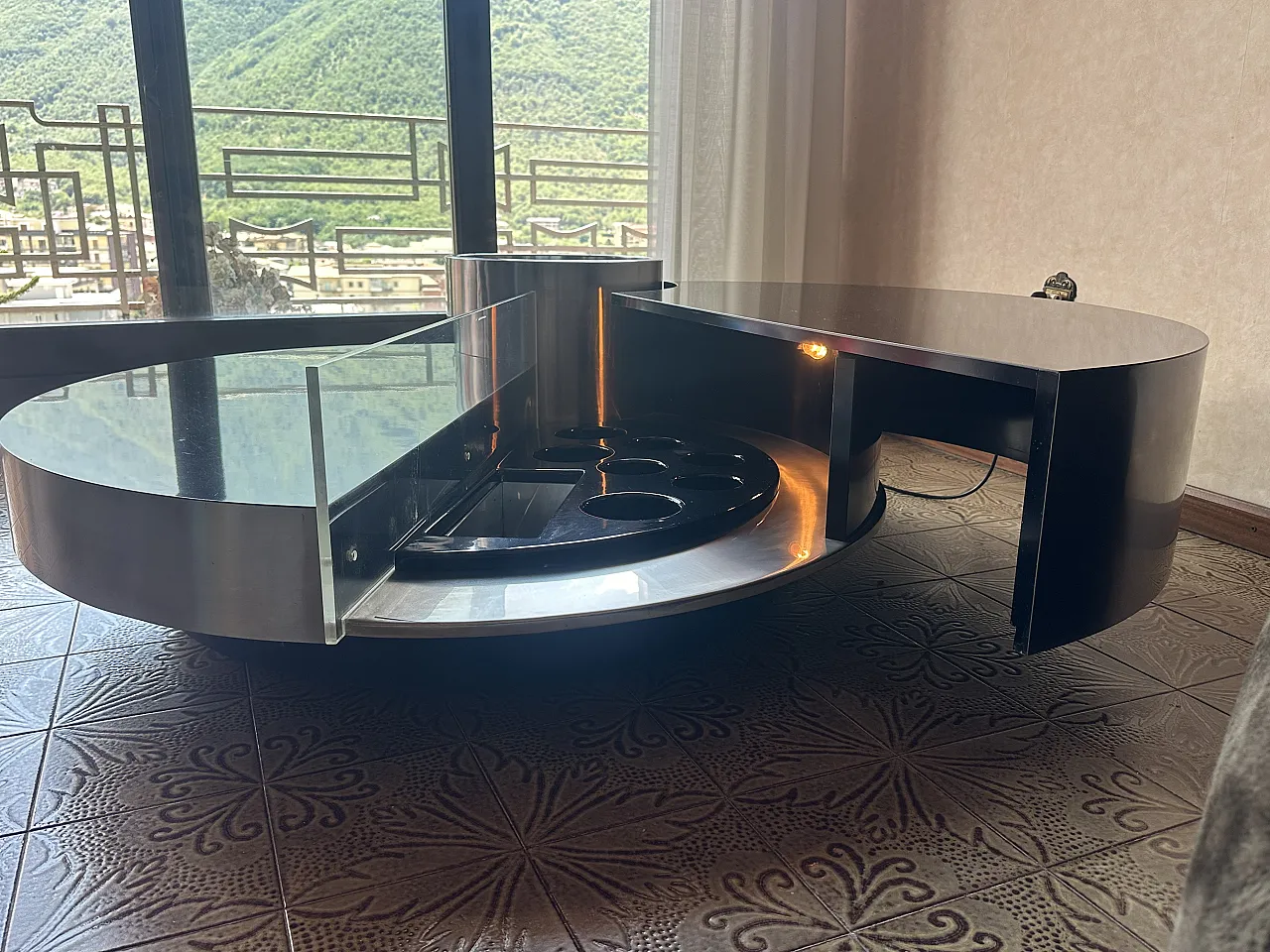 Circular coffee table bar by Massimo Papiri for Mario Sabot, 1970s 6