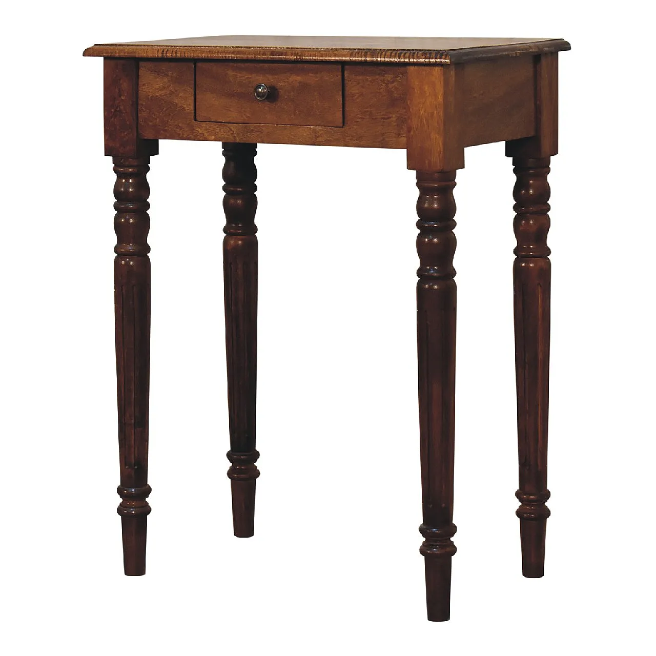 Chestnut turned leg writing desk in mangowood, 2000s 3