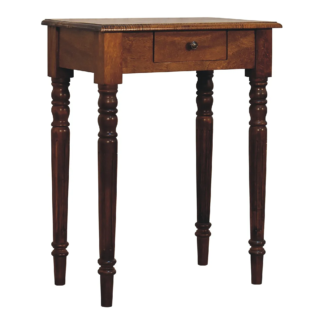 Chestnut turned leg writing desk in mangowood, 2000s 4