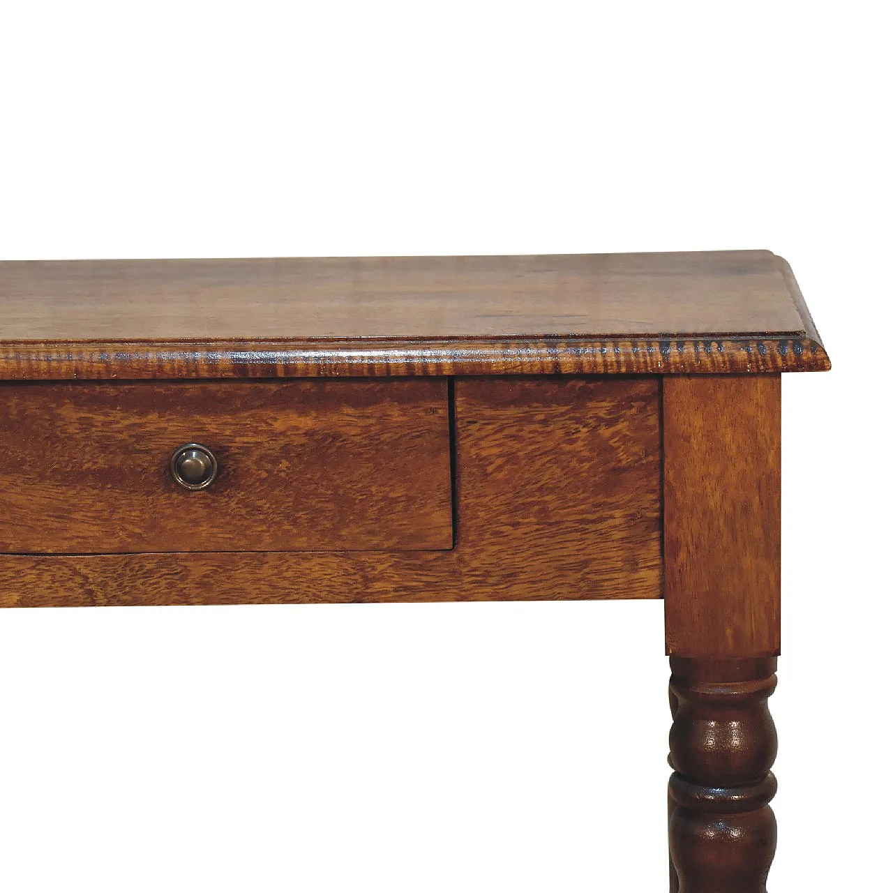 Chestnut turned leg writing desk in mangowood, 2000s 5