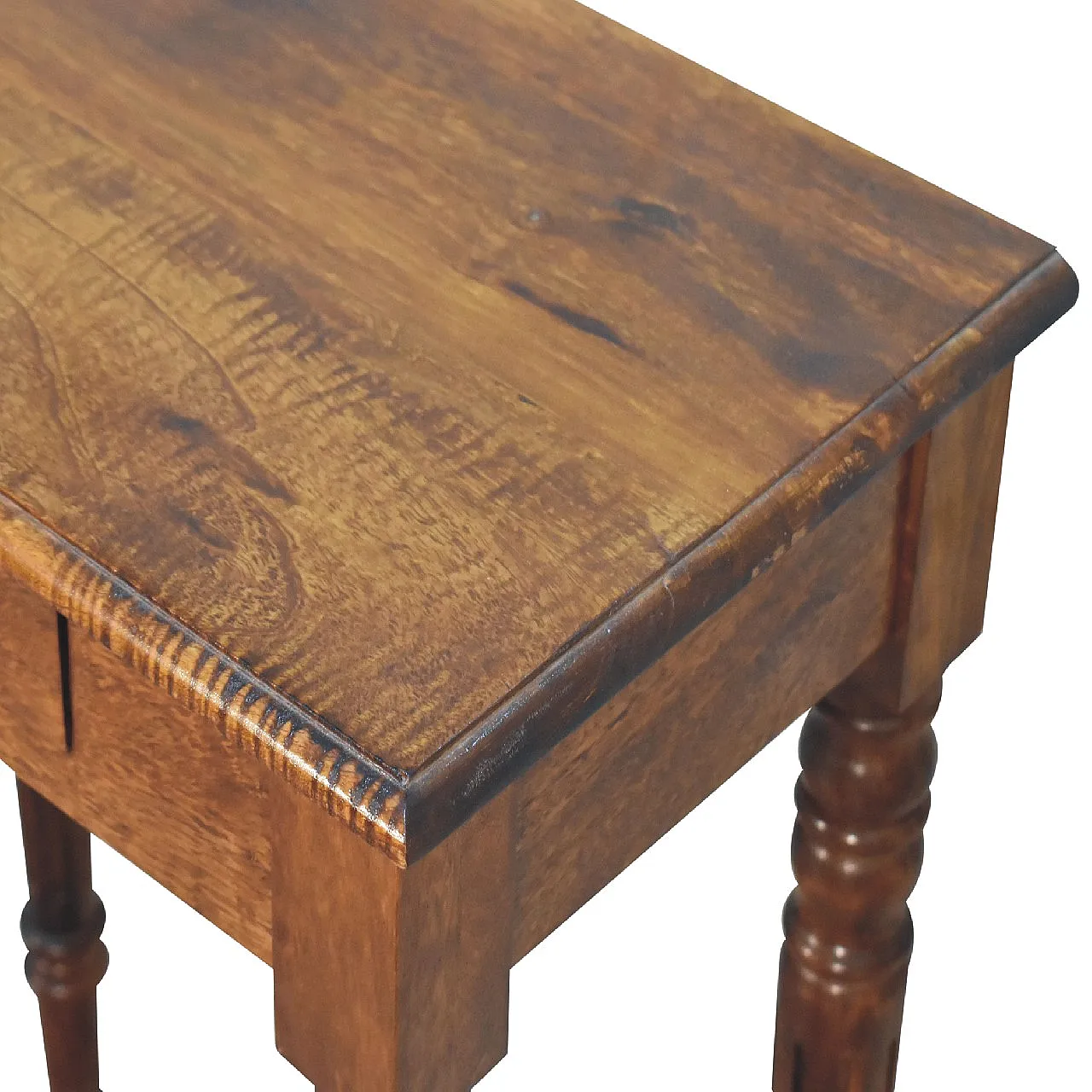 Chestnut turned leg writing desk in mangowood, 2000s 6