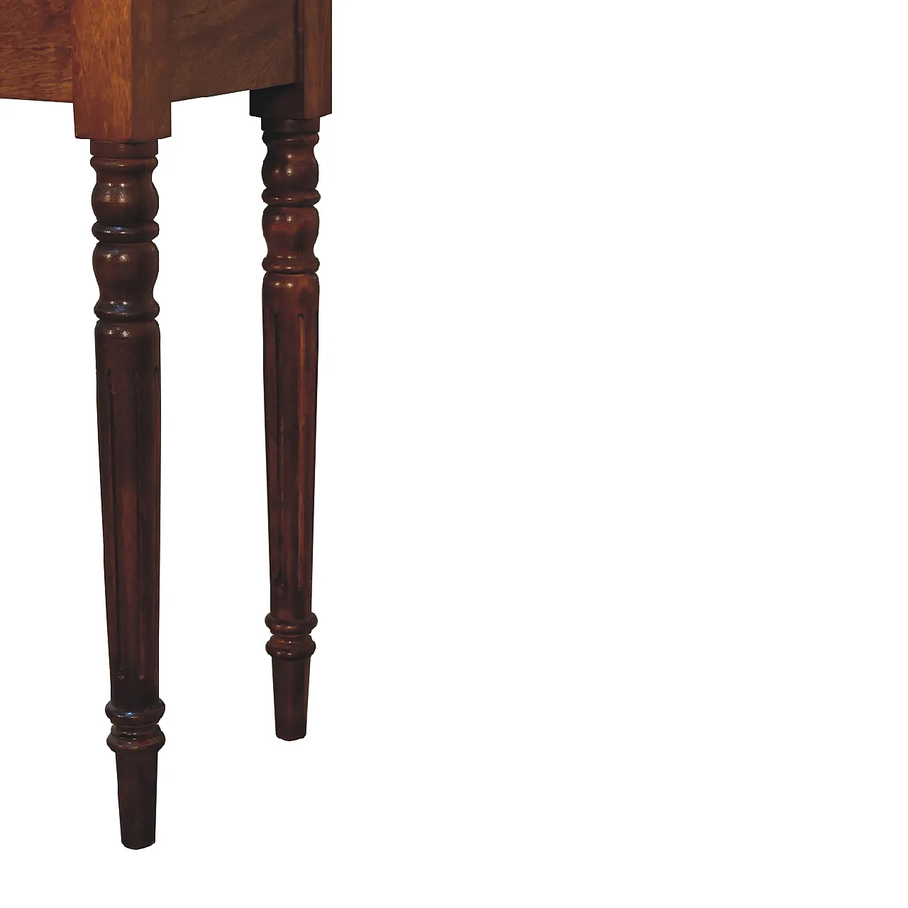 Chestnut turned leg writing desk in mangowood, 2000s 8