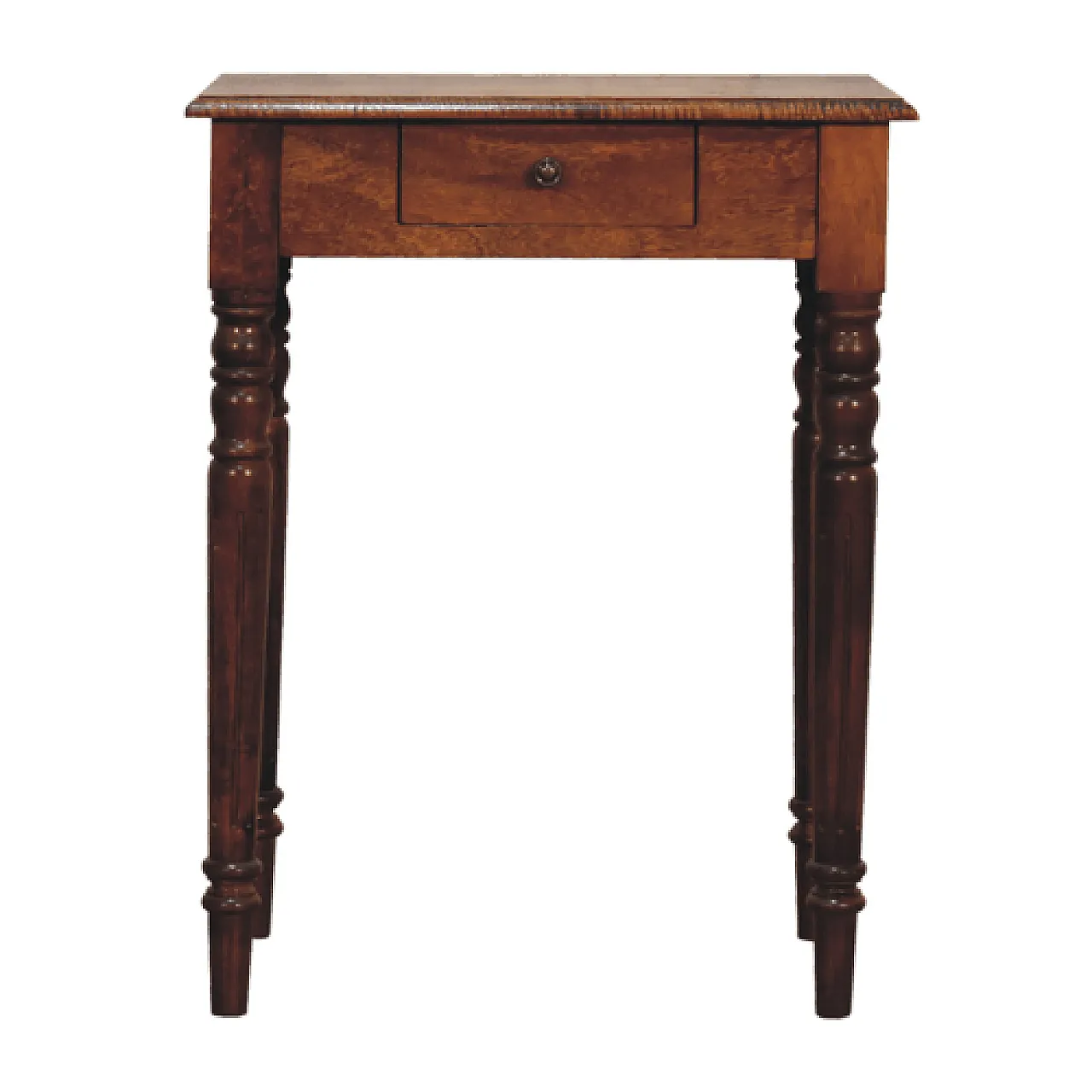 Chestnut turned leg writing desk in mangowood, 2000s 11