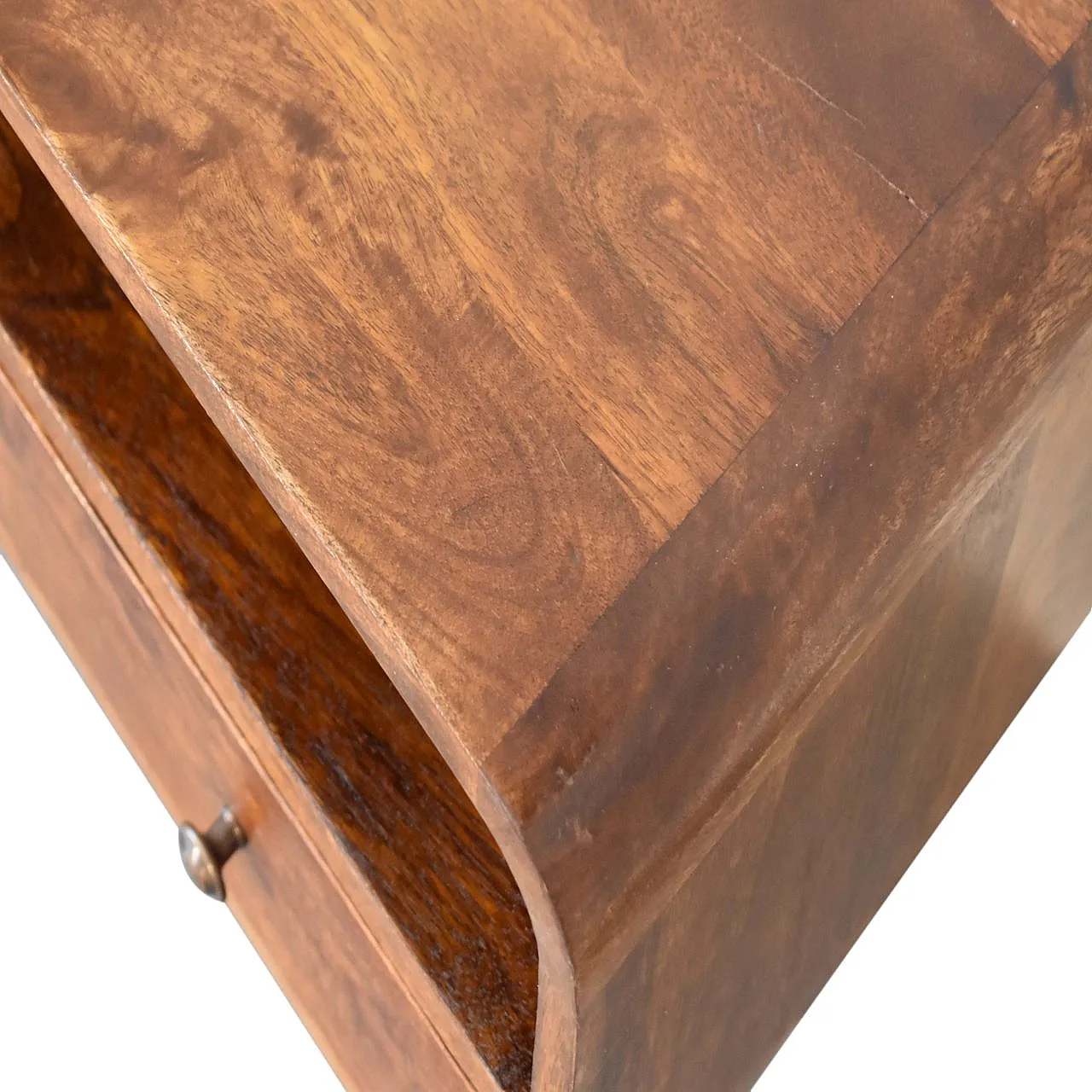 Chestnut curved media unit with 2 drawers, 2000s 7