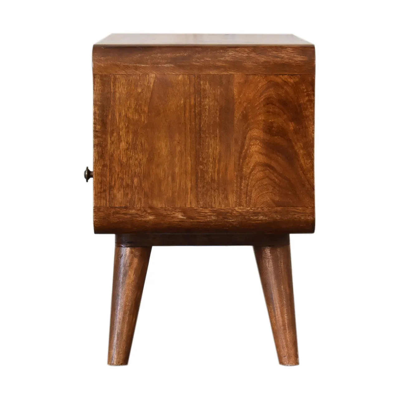 Chestnut curved media unit with 2 drawers, 2000s 9