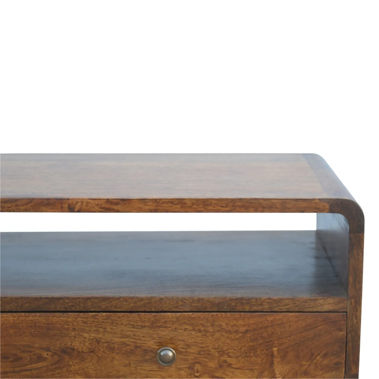 Curved chestnut console table made from solid mangowood, 2000s 6