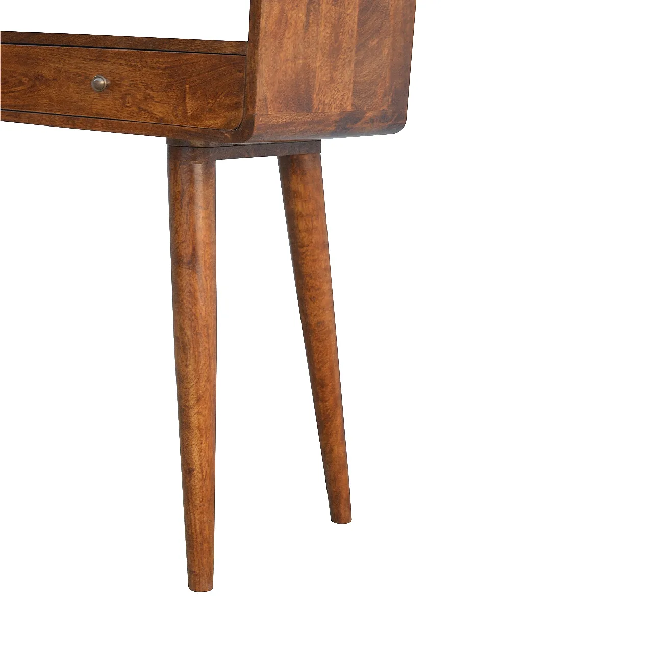 Curved chestnut console table made from solid mangowood, 2000s 8