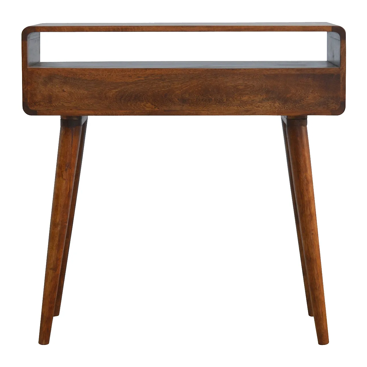 Curved chestnut console table made from solid mangowood, 2000s 10