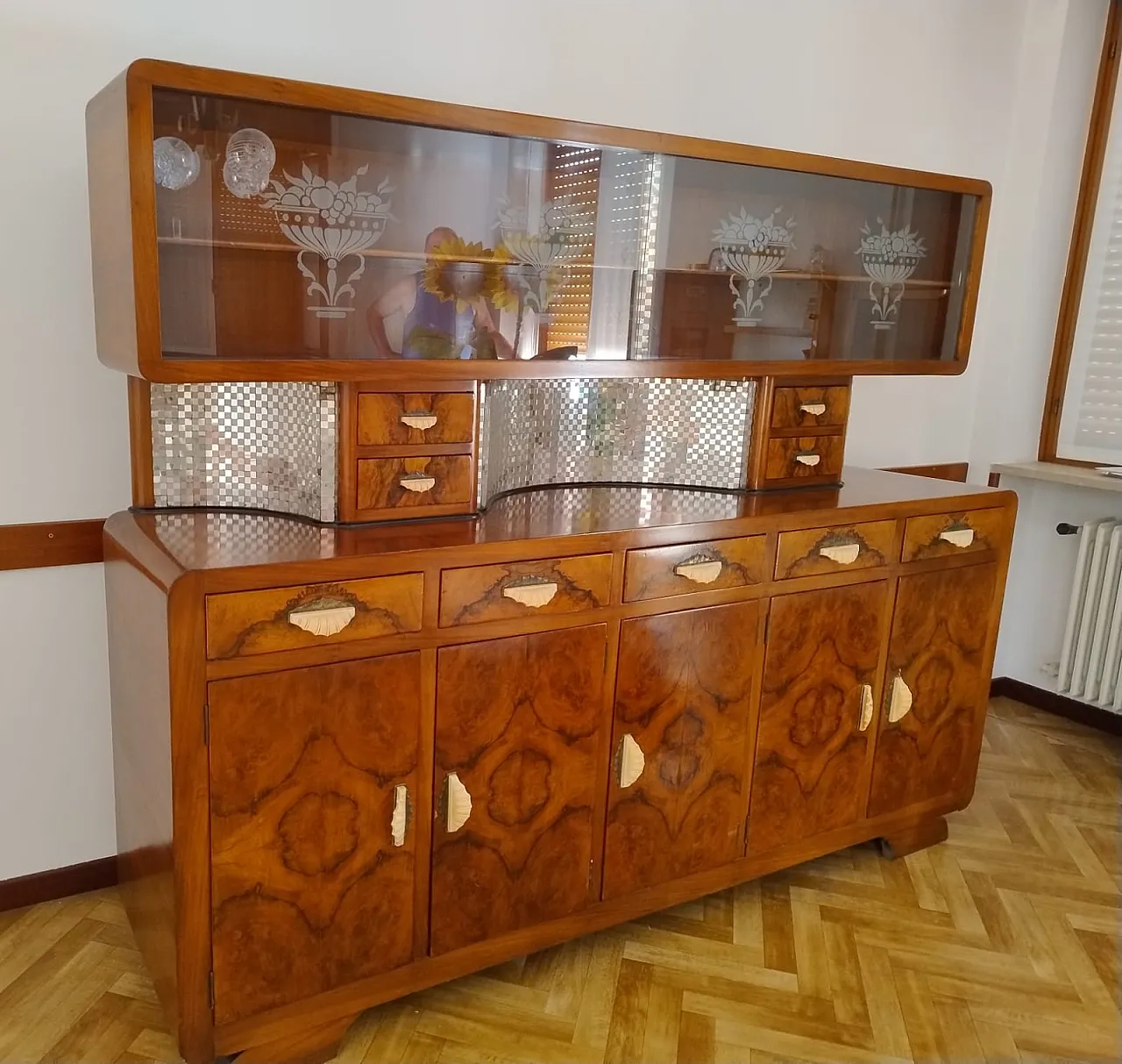 Credenza mobile bar art decò in radica, anni '30 2