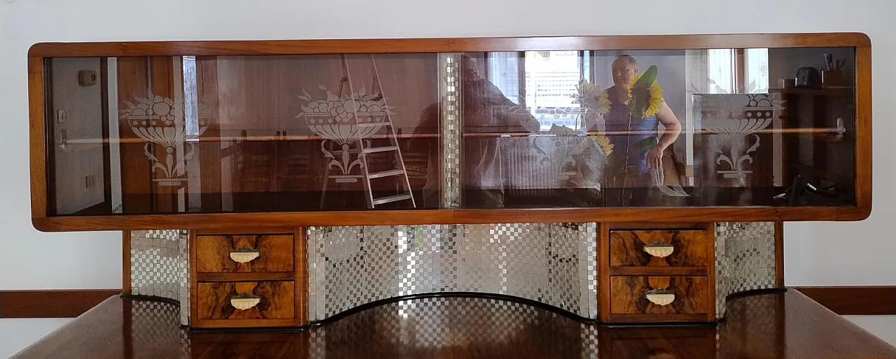 Credenza mobile bar art decò in radica, anni '30 7