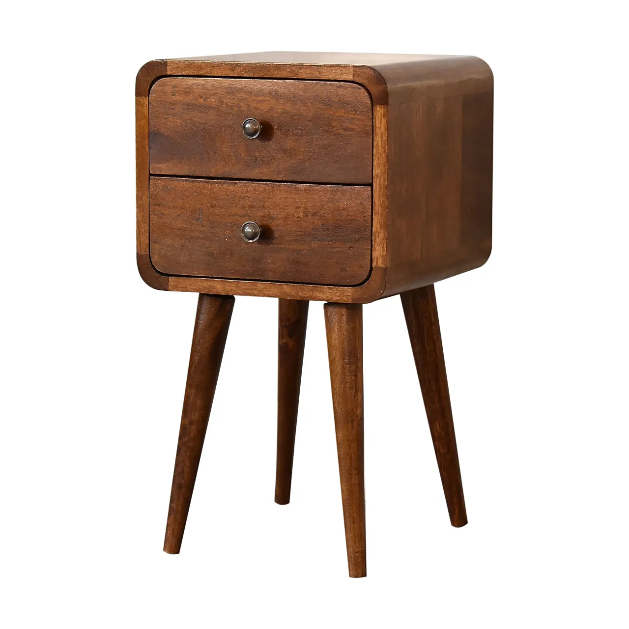 Mini chestnut curved bedside, 2000s 3