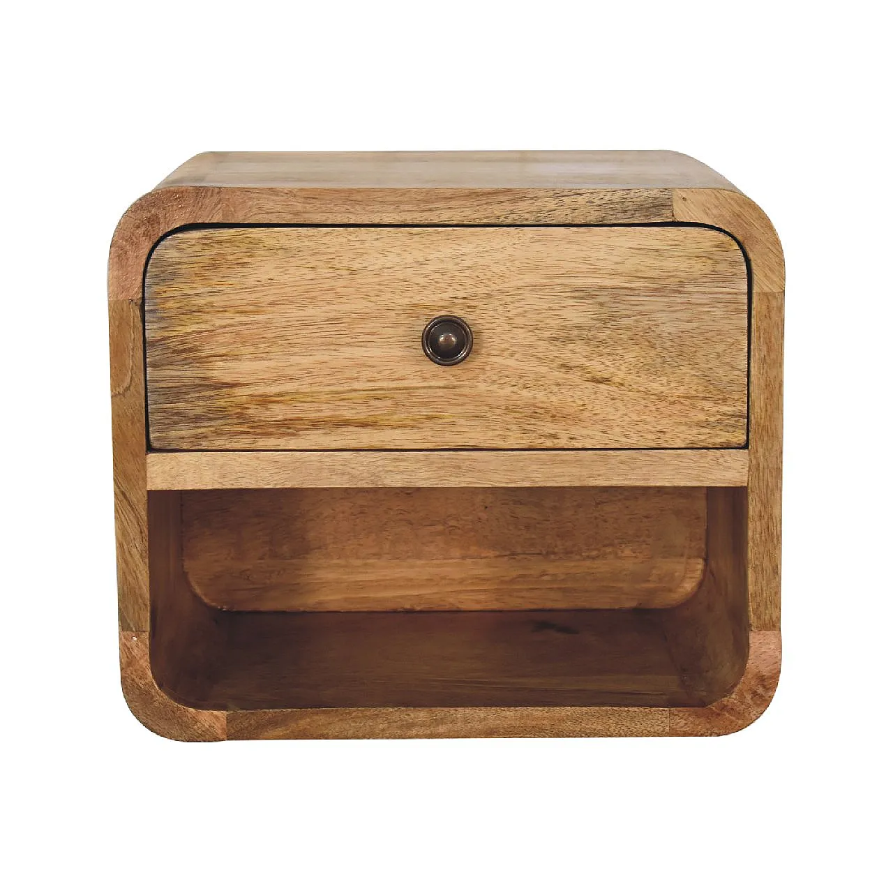 Mini oak-ish floating open bedside, 2000s 2