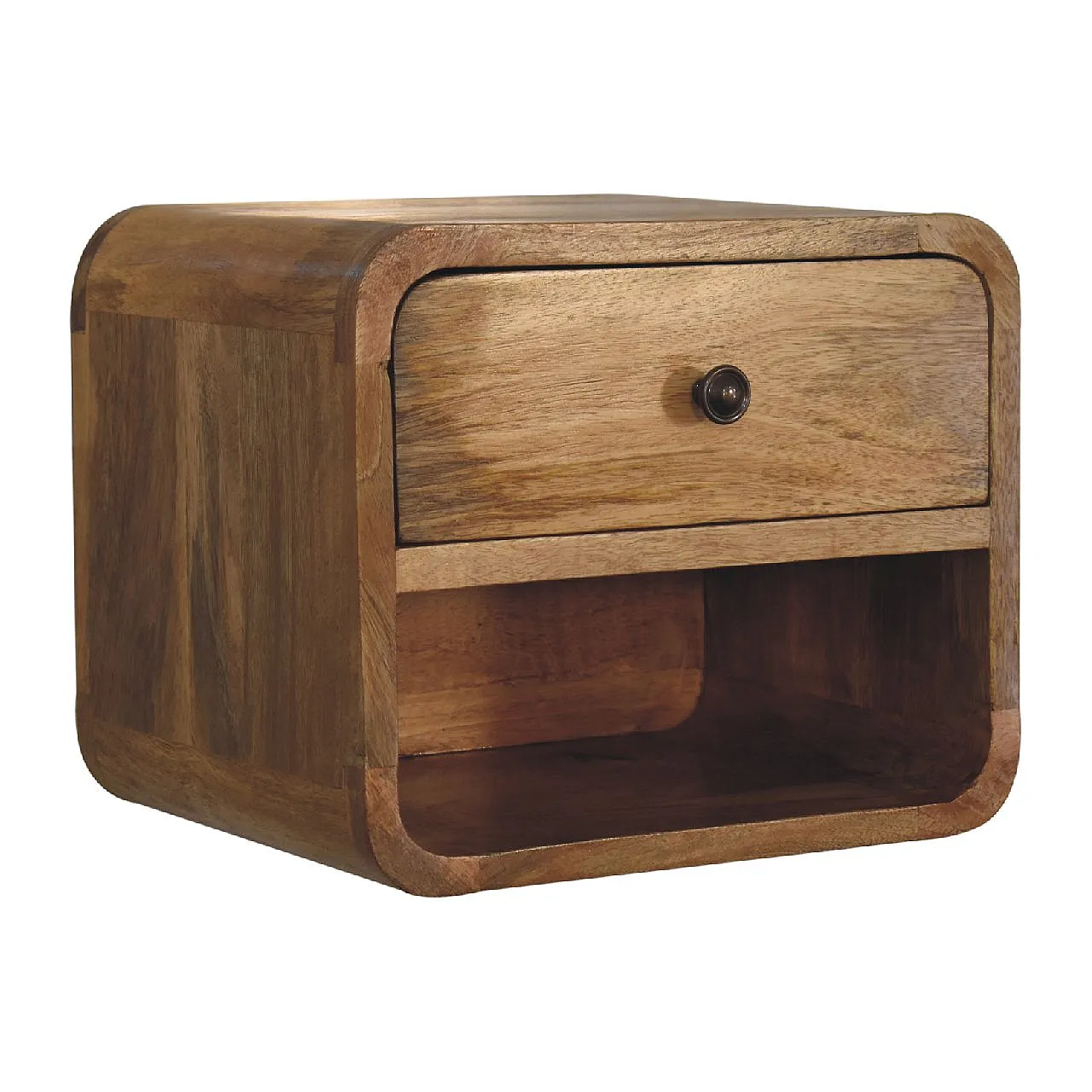 Mini oak-ish floating open bedside, 2000s 3