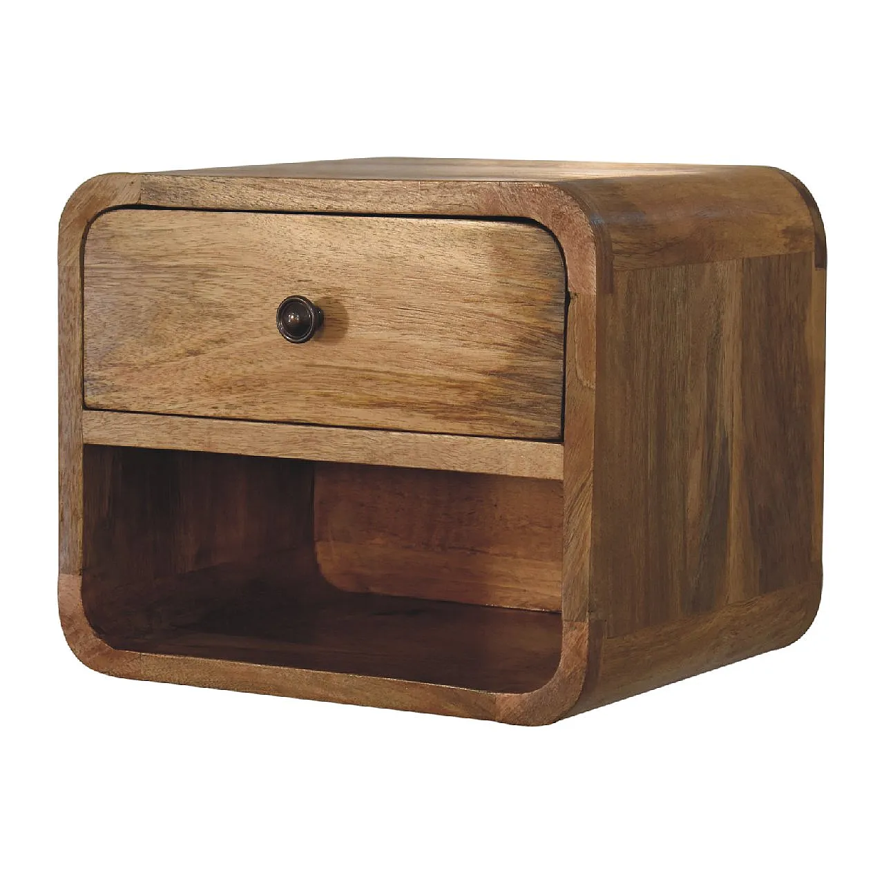 Mini oak-ish floating open bedside, 2000s 4