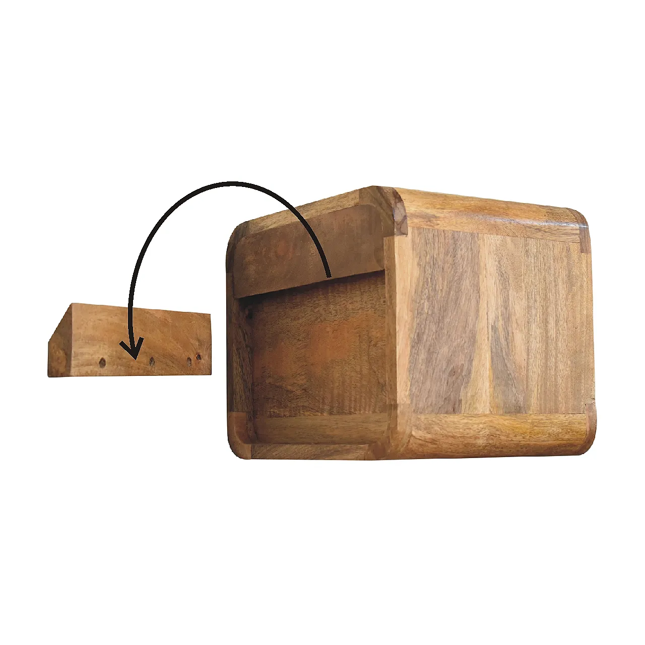 Mini oak-ish floating open bedside, 2000s 10