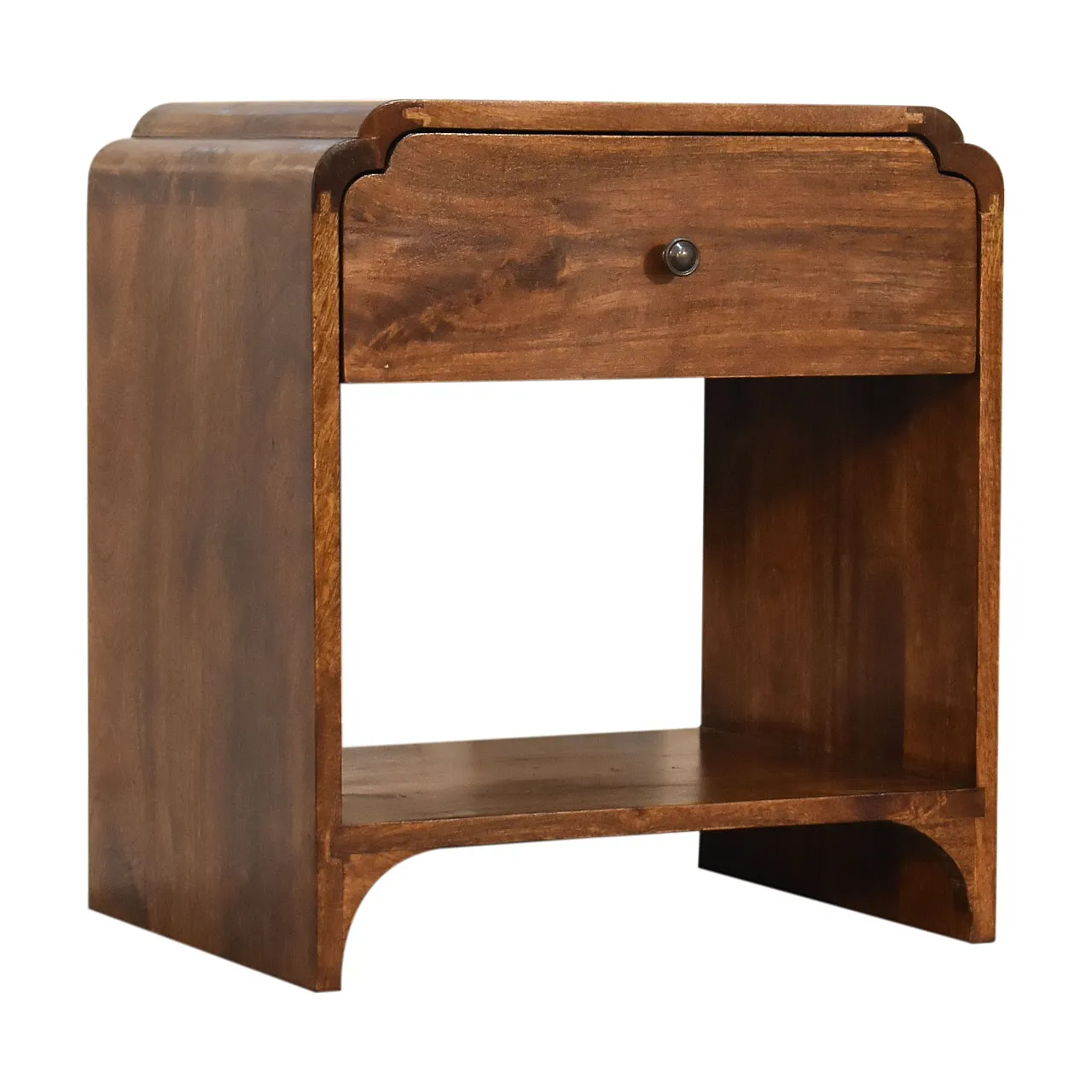 Solid mangowood Newton bedside with a chestnut finish, 2000s 3