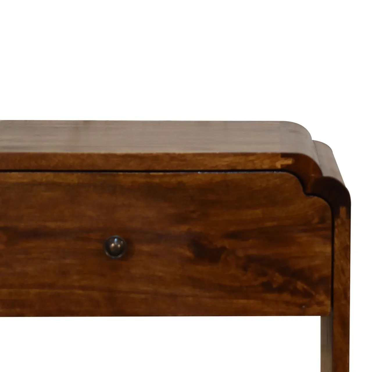 Solid mangowood Newton bedside with a chestnut finish, 2000s 4