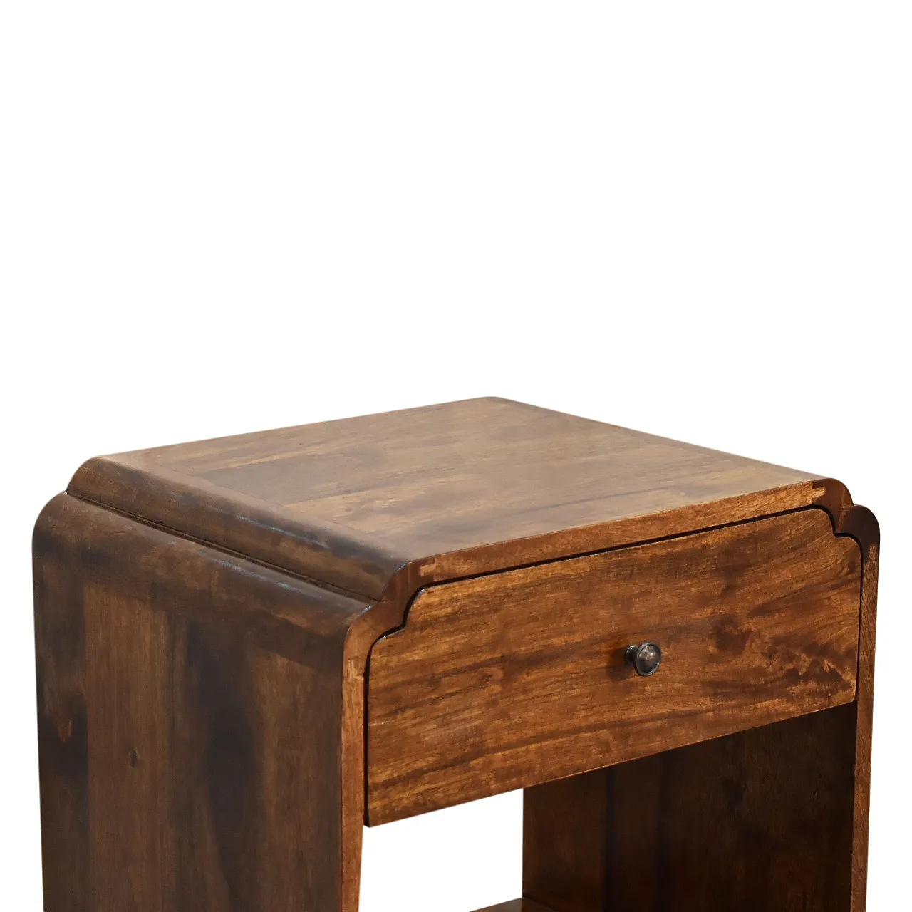 Solid mangowood Newton bedside with a chestnut finish, 2000s 6
