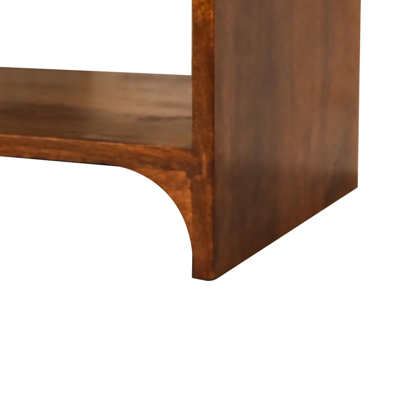 Solid mangowood Newton bedside with a chestnut finish, 2000s 7