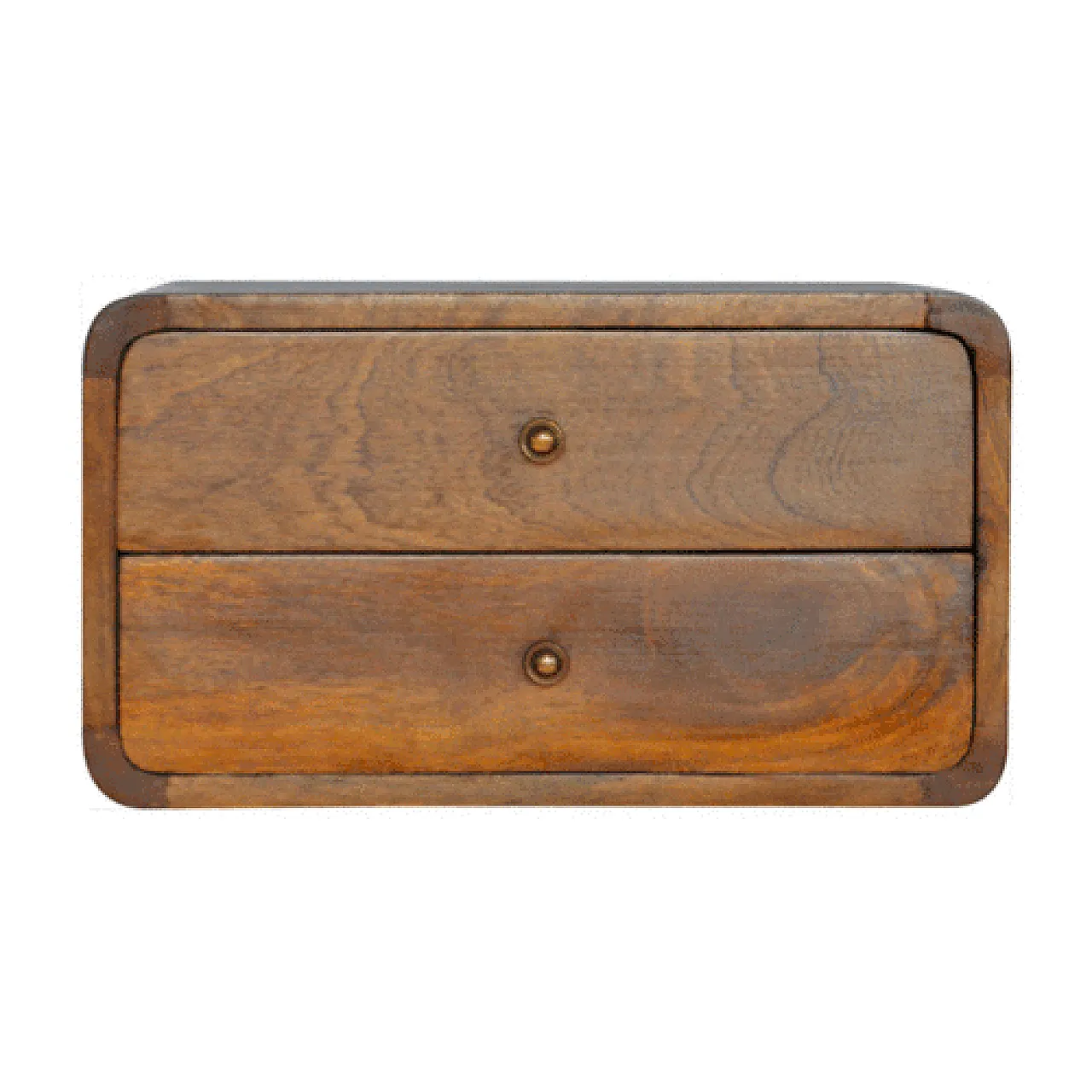 Floating curved chestnut bedside in solid mangowood, 2000s 2