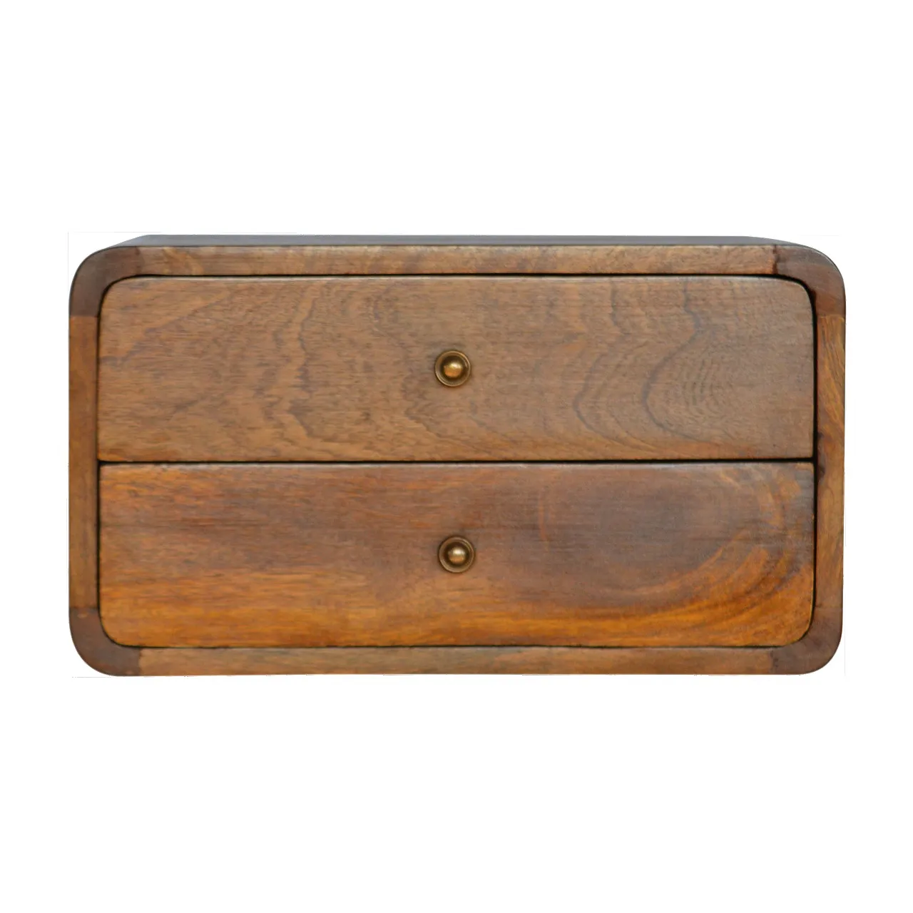 Floating curved chestnut bedside in solid mangowood, 2000s 3
