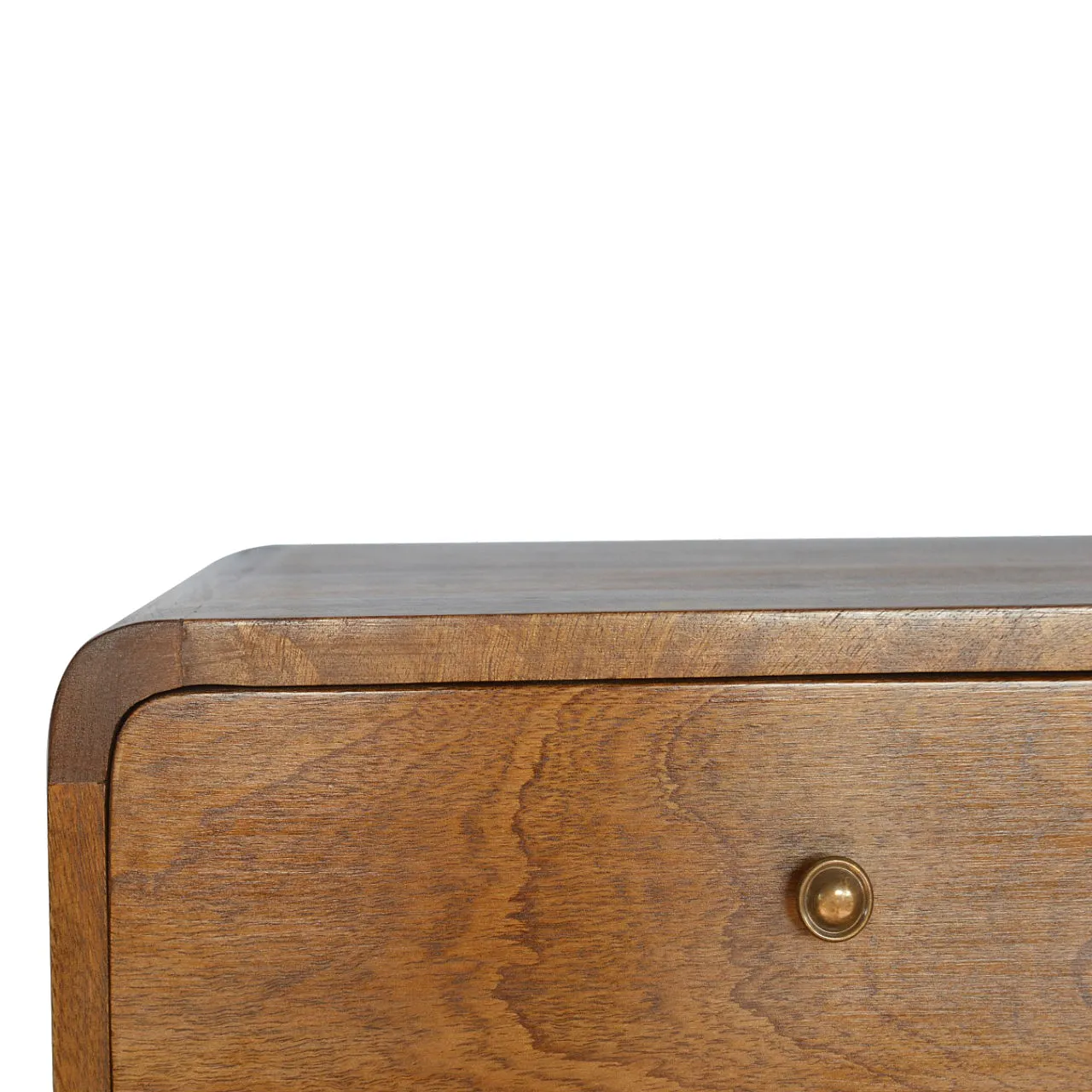Floating curved chestnut bedside in solid mangowood, 2000s 6