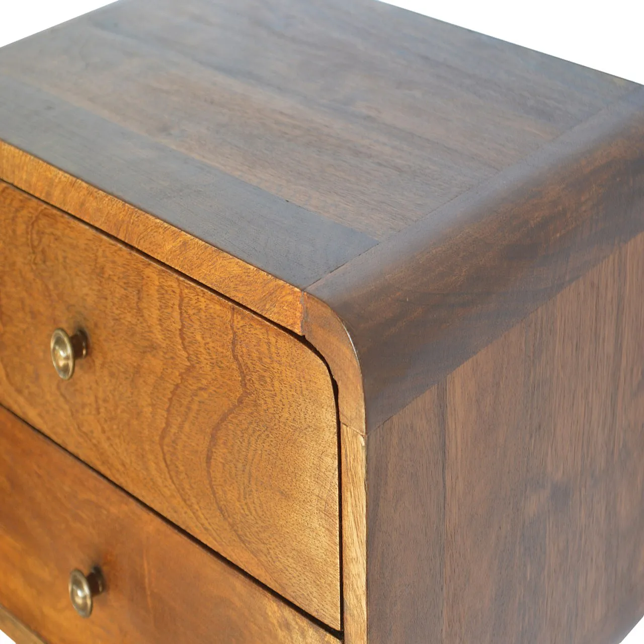 Floating curved chestnut bedside in solid mangowood, 2000s 7