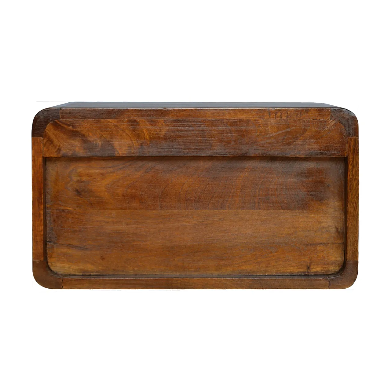 Floating curved chestnut bedside in solid mangowood, 2000s 10