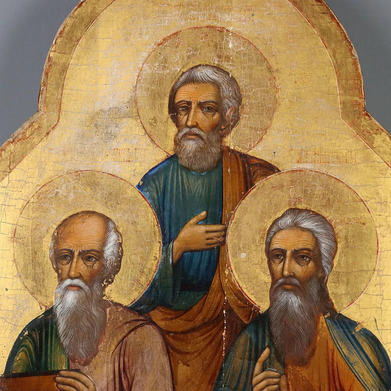 Russian icon with Three Saints, 19th century 3