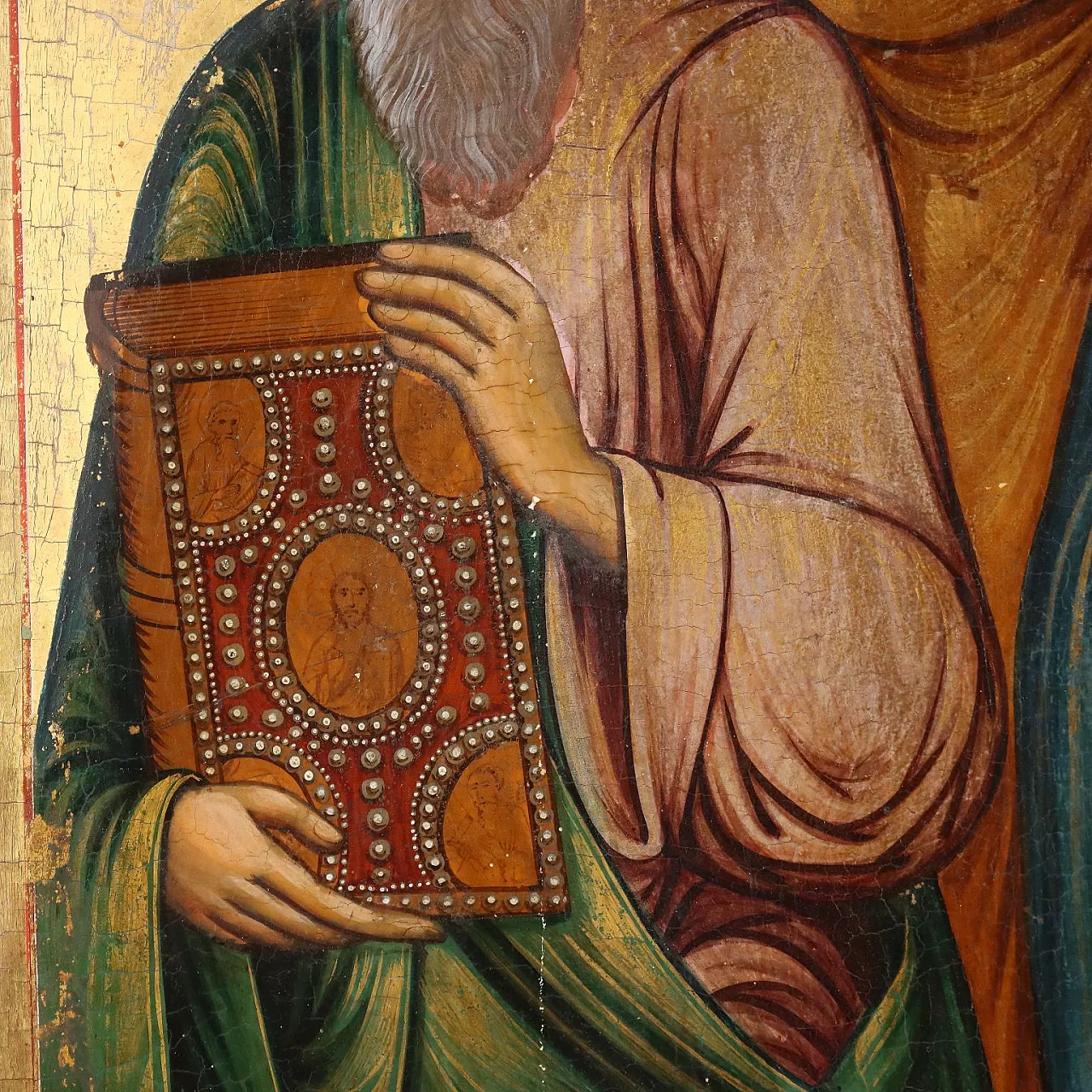 Russian icon with Three Saints, 19th century 5